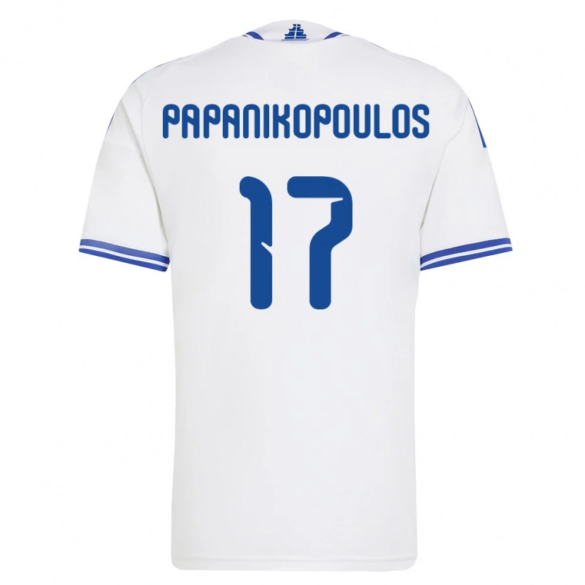 Danxen Pánské Řecko Athanasios Papanikopoulos #17 Bílá Modrá Domů Hráčské Dresy 26-28 Dres
