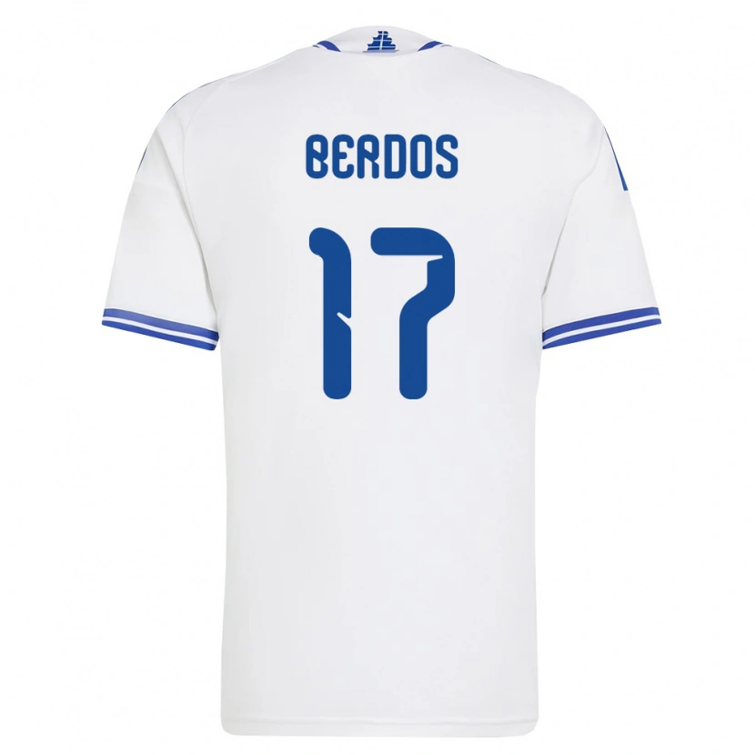 Danxen Pánské Řecko Dimitrios Berdos #17 Bílá Modrá Domů Hráčské Dresy 26-28 Dres
