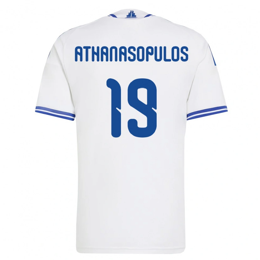 Danxen Pánské Řecko Giannis Athanasopulos #19 Bílá Modrá Domů Hráčské Dresy 26-28 Dres