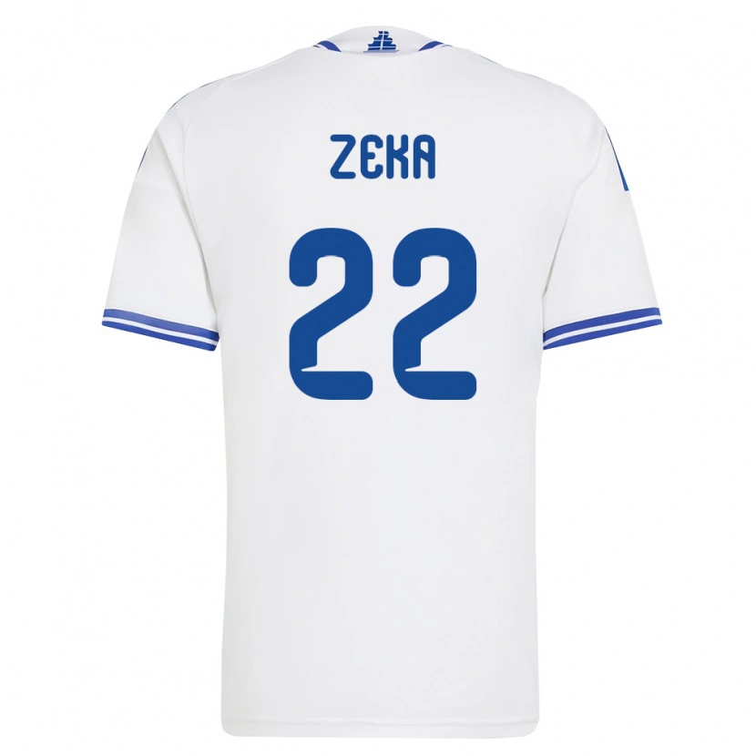Danxen Pánské Řecko Rushit Zeka #22 Bílá Modrá Domů Hráčské Dresy 26-28 Dres