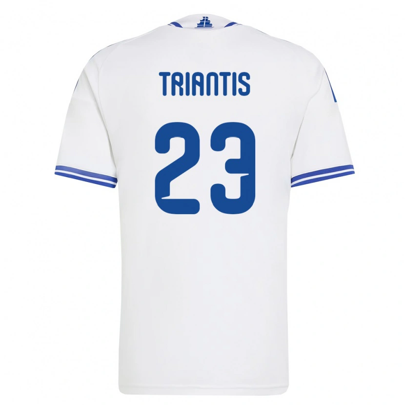 Danxen Pánské Řecko Nectarios Triantis #23 Bílá Modrá Domů Hráčské Dresy 26-28 Dres