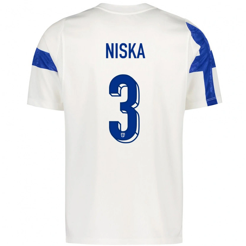 Danxen Pánské Finsko Jussi Niska #3 Bílá Modrá Domů Hráčské Dresy 26-28 Dres