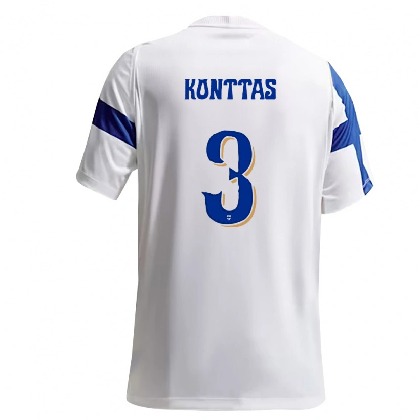 Danxen Pánské Finsko Valo Konttas #3 Bílá Modrá Domů Hráčské Dresy 26-28 Dres