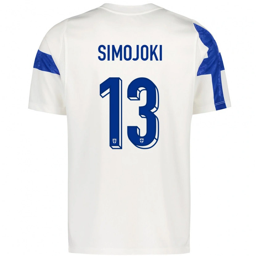 Danxen Pánské Finsko Kaius Simojoki #13 Bílá Modrá Domů Hráčské Dresy 26-28 Dres