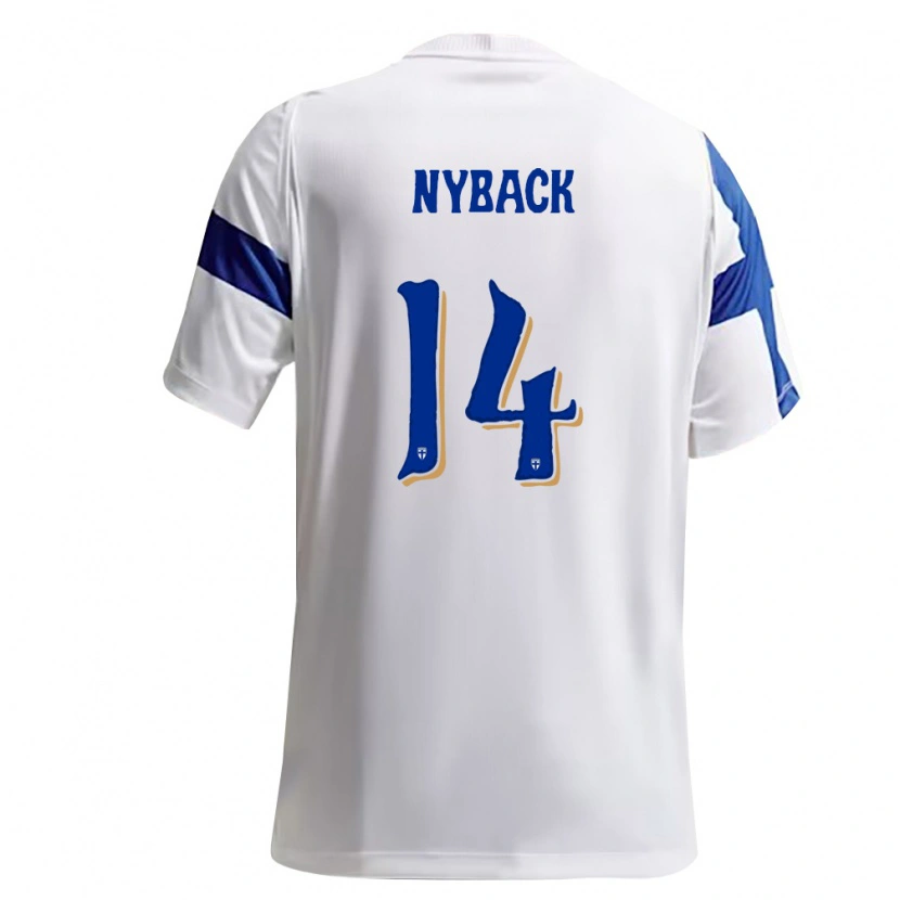 Danxen Pánské Finsko Iivo Nybäck #14 Bílá Modrá Domů Hráčské Dresy 26-28 Dres