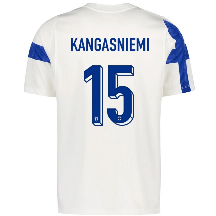 Danxen Pánské Finsko Ilari Kangasniemi #15 Bílá Modrá Domů Hráčské Dresy 26-28 Dres