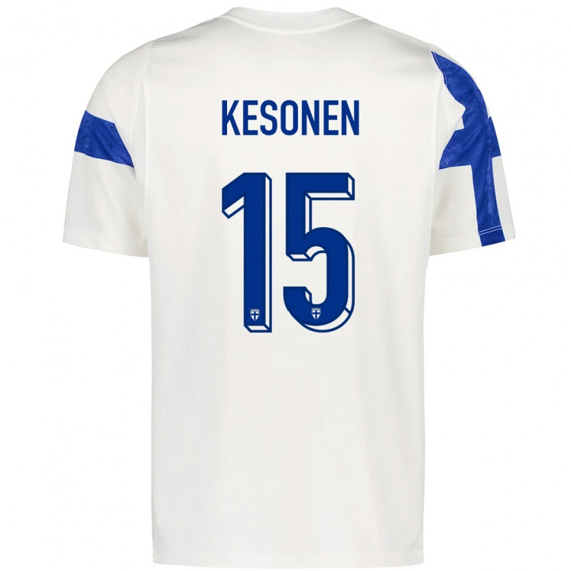 Danxen Pánské Finsko Daniel Kesonen #15 Bílá Modrá Domů Hráčské Dresy 26-28 Dres