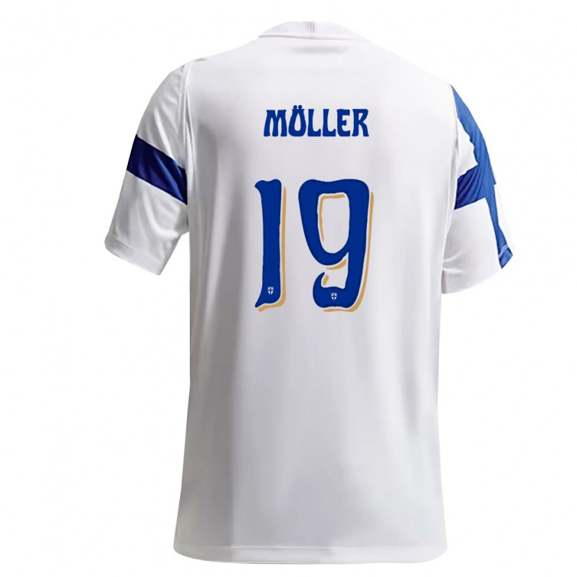 Danxen Pánské Finsko Liam Möller #19 Bílá Modrá Domů Hráčské Dresy 26-28 Dres