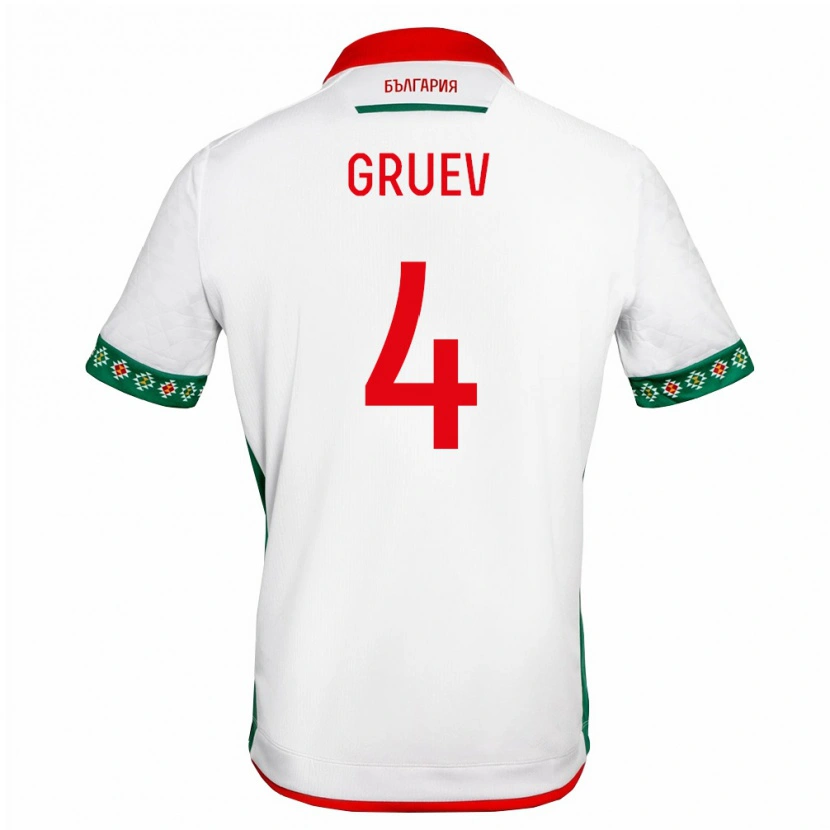 Danxen Pánské Bulharsko Ilia Gruev #4 Bílá Zelená Červená Domů Hráčské Dresy 26-28 Dres