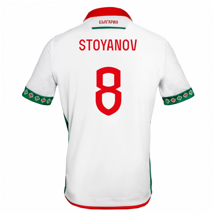 Danxen Pánské Bulharsko Antoan Stoyanov #8 Bílá Zelená Červená Domů Hráčské Dresy 26-28 Dres