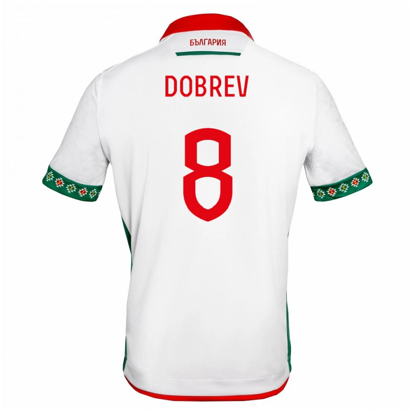 Danxen Pánské Bulharsko Viktor Dobrev #8 Bílá Zelená Červená Domů Hráčské Dresy 26-28 Dres