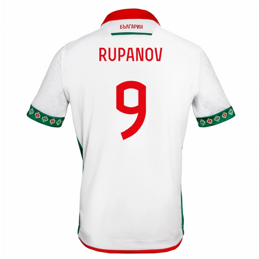 Danxen Pánské Bulharsko Borislav Rupanov #9 Bílá Zelená Červená Domů Hráčské Dresy 26-28 Dres