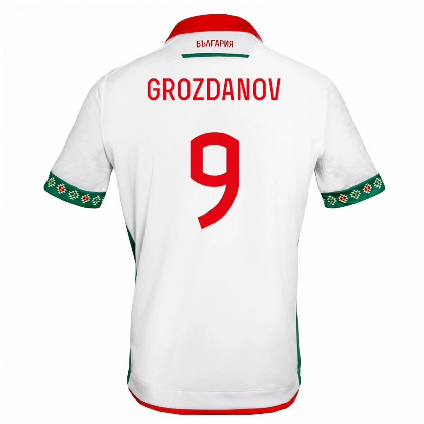 Danxen Pánské Bulharsko Andrey Grozdanov #9 Bílá Zelená Červená Domů Hráčské Dresy 26-28 Dres