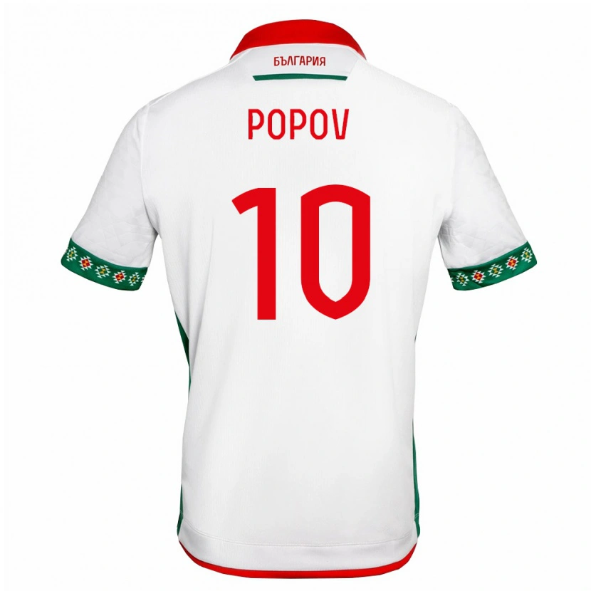 Danxen Pánské Bulharsko Nikolay Popov #10 Bílá Zelená Červená Domů Hráčské Dresy 26-28 Dres