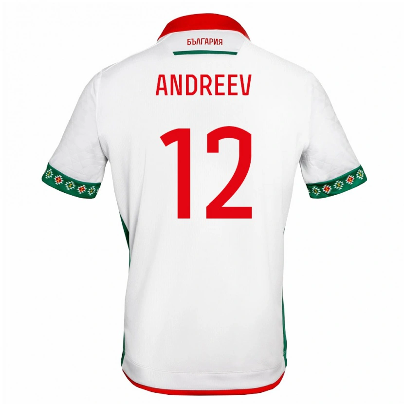 Danxen Pánské Bulharsko Aleksandar Andreev #12 Bílá Zelená Červená Domů Hráčské Dresy 26-28 Dres