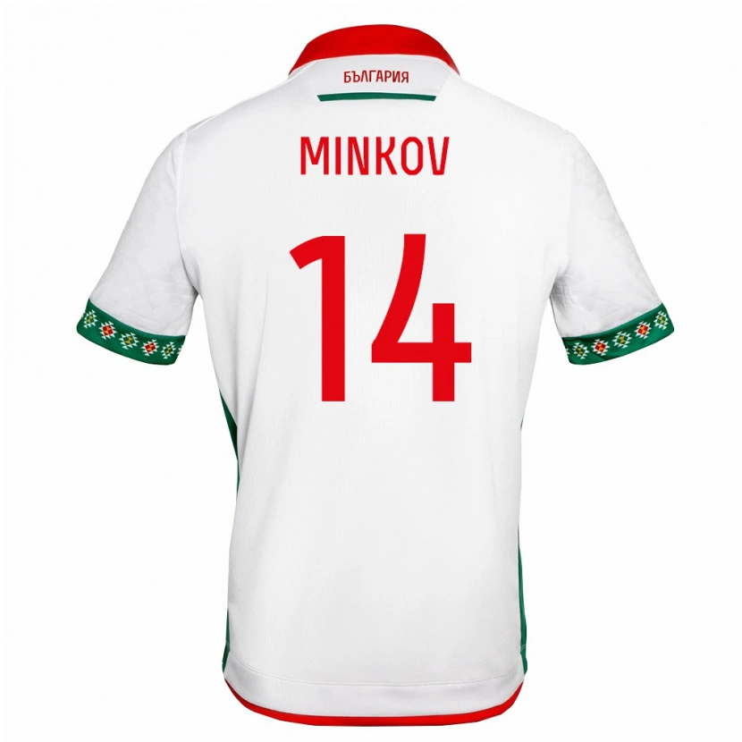Danxen Pánské Bulharsko Maksim Minkov #14 Bílá Zelená Červená Domů Hráčské Dresy 26-28 Dres