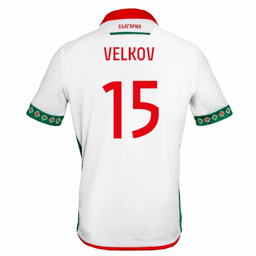 Danxen Pánské Bulharsko Stefan Velkov #15 Bílá Zelená Červená Domů Hráčské Dresy 26-28 Dres
