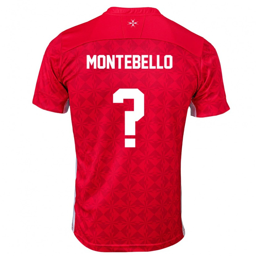 Danxen Pánské Malta Isaac Montebello #0 Červená Bílá Domů Hráčské Dresy 26-28 Dres