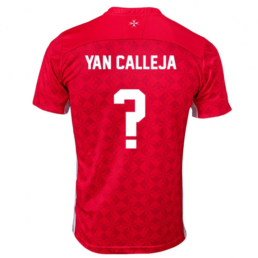 Danxen Pánské Malta Yan Calleja #0 Červená Bílá Domů Hráčské Dresy 26-28 Dres