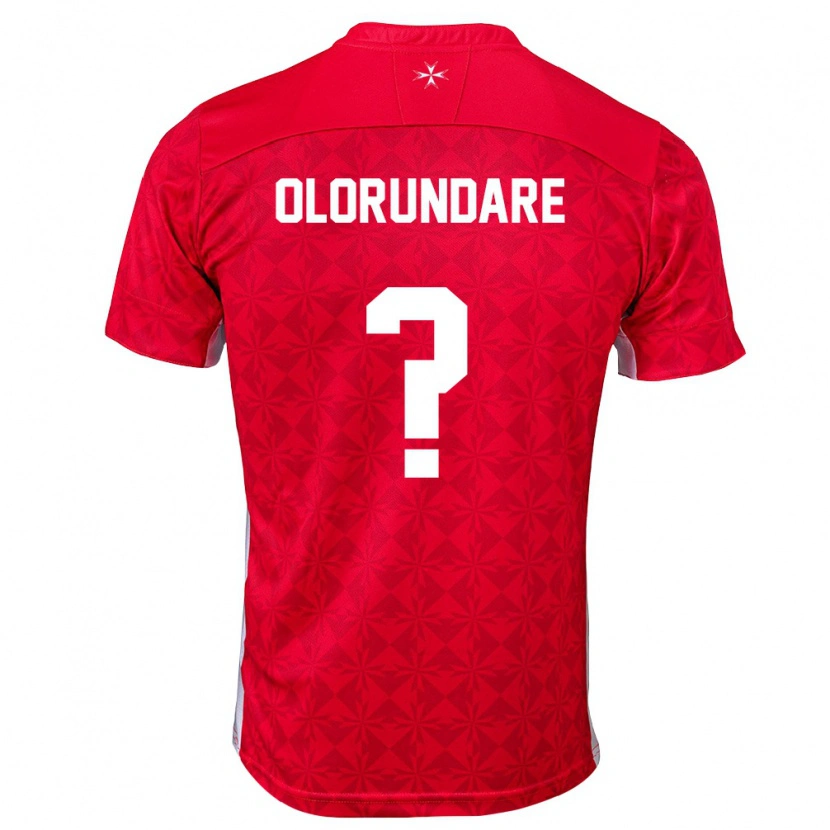 Danxen Pánské Malta Elijah Olorundare #0 Červená Bílá Domů Hráčské Dresy 26-28 Dres