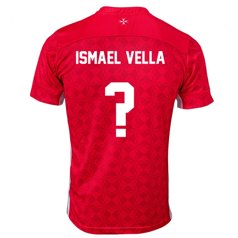 Danxen Pánské Malta Ismael Vella #0 Červená Bílá Domů Hráčské Dresy 26-28 Dres