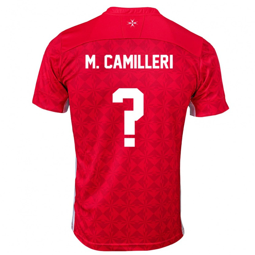 Danxen Pánské Malta Miguel Camilleri #0 Červená Bílá Domů Hráčské Dresy 26-28 Dres