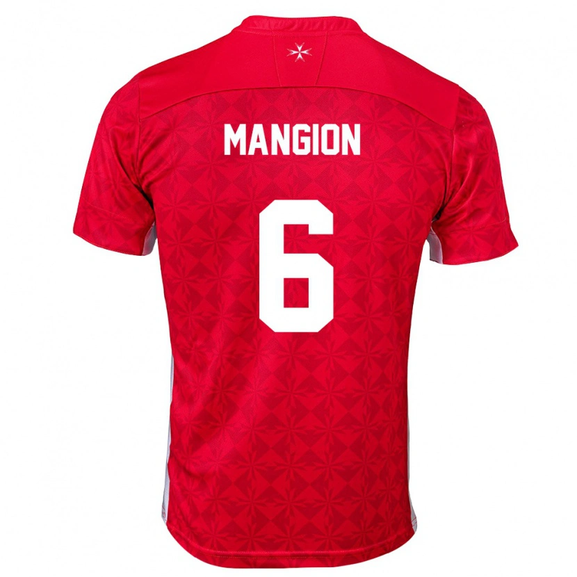Danxen Pánské Malta Matteo Mangion #6 Červená Bílá Domů Hráčské Dresy 26-28 Dres