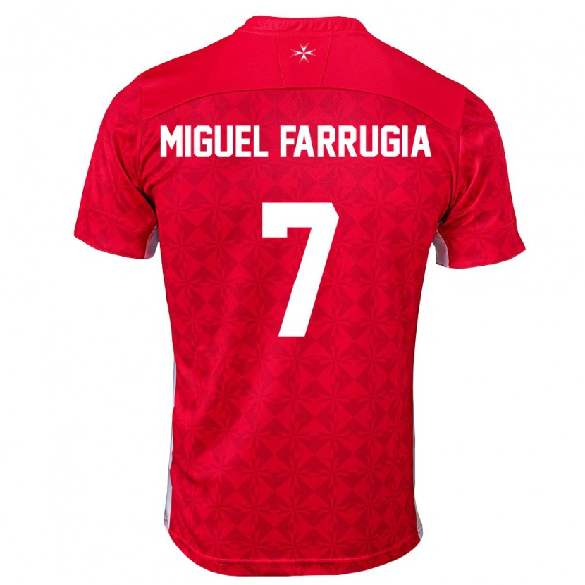 Danxen Pánské Malta Miguel Farrugia #7 Červená Bílá Domů Hráčské Dresy 26-28 Dres