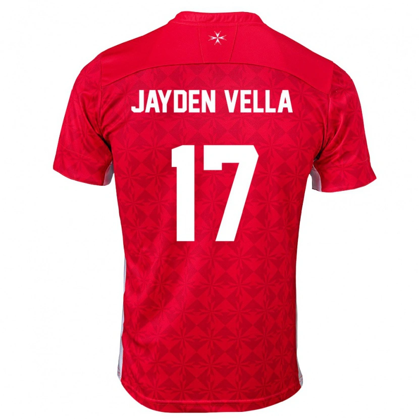 Danxen Pánské Malta Jayden Vella #17 Červená Bílá Domů Hráčské Dresy 26-28 Dres