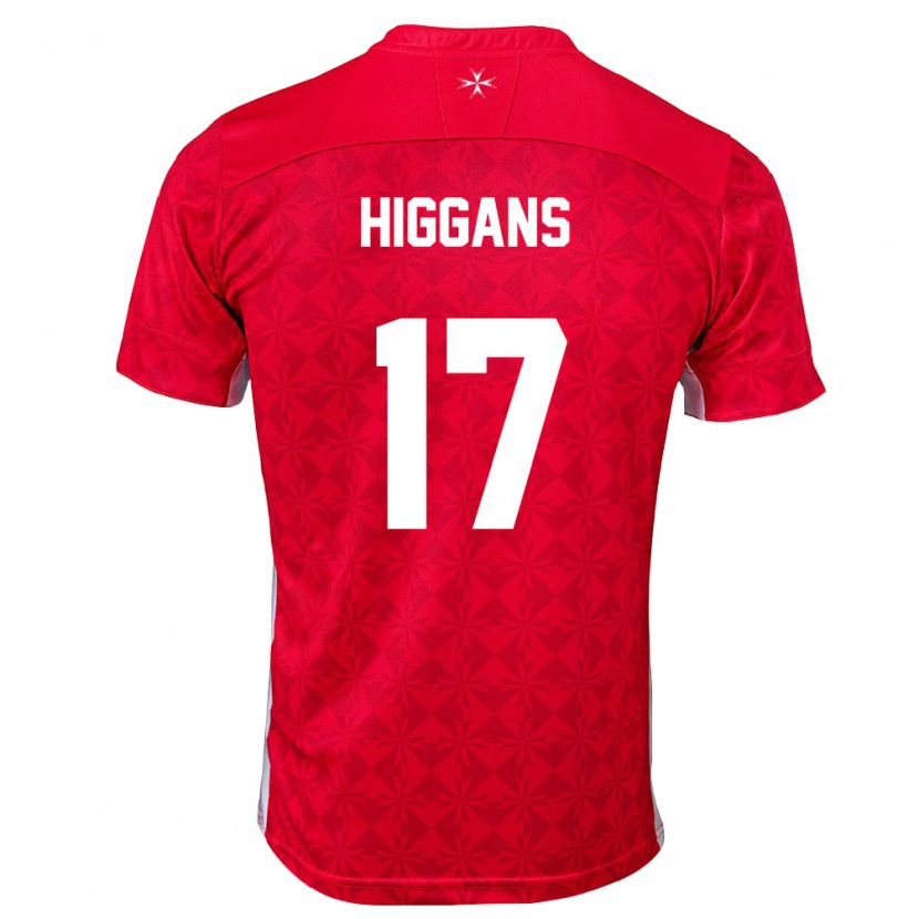 Danxen Pánské Malta Matthew Higgans #17 Červená Bílá Domů Hráčské Dresy 26-28 Dres
