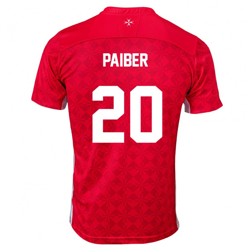 Danxen Pánské Malta Brandon Paiber #20 Červená Bílá Domů Hráčské Dresy 26-28 Dres