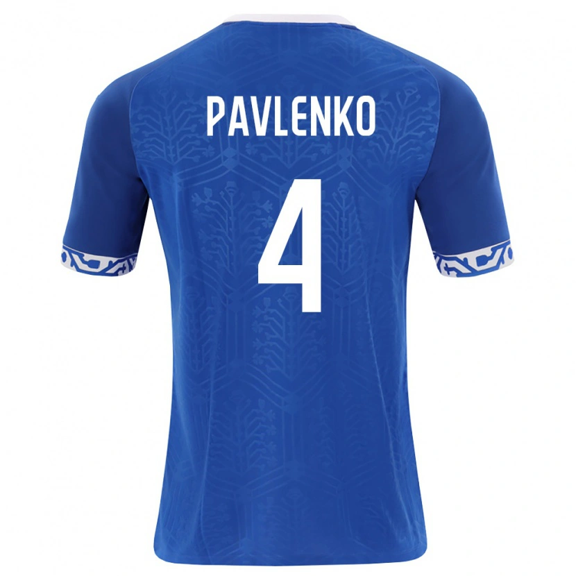 Danxen Pánské Moldavsko Daniil Pavlenko #4 Královská Modrá Bílá Domů Hráčské Dresy 26-28 Dres