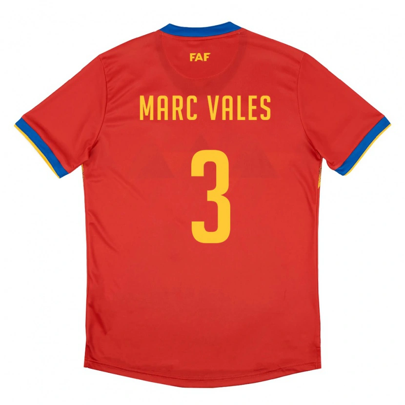 Danxen Pánské Andorra Marc Vales #3 Červená Modrá Žlutá Domů Hráčské Dresy 26-28 Dres