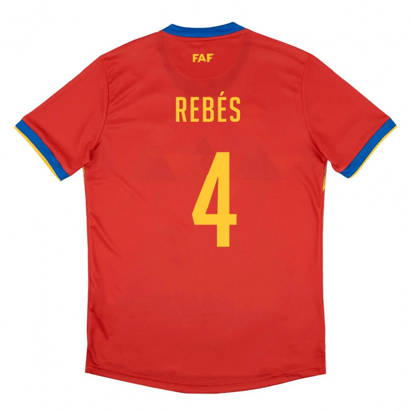 Danxen Pánské Andorra Marc Rebés #4 Červená Modrá Žlutá Domů Hráčské Dresy 26-28 Dres