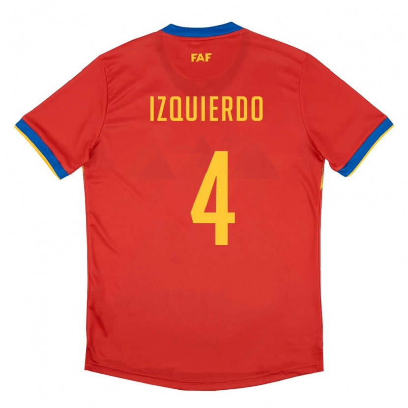 Danxen Pánské Andorra Eric Izquierdo #4 Červená Modrá Žlutá Domů Hráčské Dresy 26-28 Dres