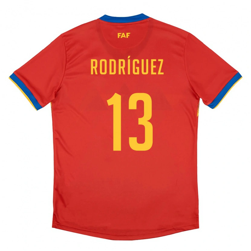 Danxen Pánské Andorra Arnau Rodríguez #13 Červená Modrá Žlutá Domů Hráčské Dresy 26-28 Dres