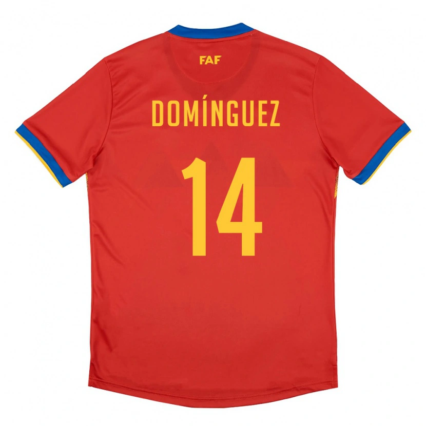 Danxen Pánské Andorra Iván Domínguez #14 Červená Modrá Žlutá Domů Hráčské Dresy 26-28 Dres
