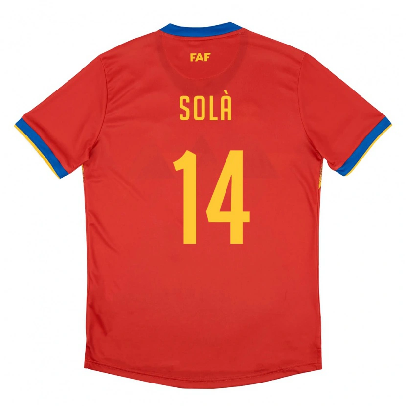 Danxen Pánské Andorra Roger Solà #14 Červená Modrá Žlutá Domů Hráčské Dresy 26-28 Dres