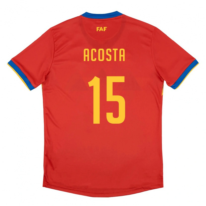 Danxen Pánské Andorra Guillem Acosta #15 Červená Modrá Žlutá Domů Hráčské Dresy 26-28 Dres