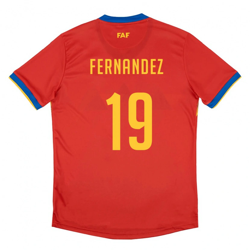 Danxen Pánské Andorra Nil Fernandez #19 Červená Modrá Žlutá Domů Hráčské Dresy 26-28 Dres