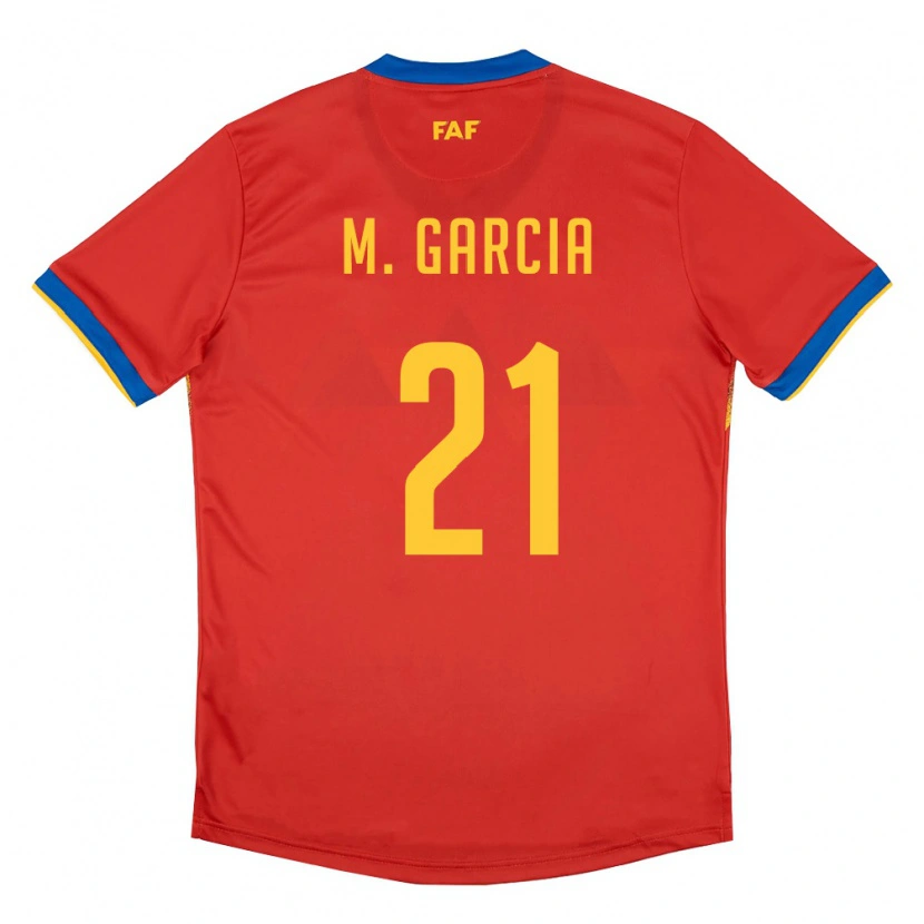 Danxen Pánské Andorra Marc García #21 Červená Modrá Žlutá Domů Hráčské Dresy 26-28 Dres