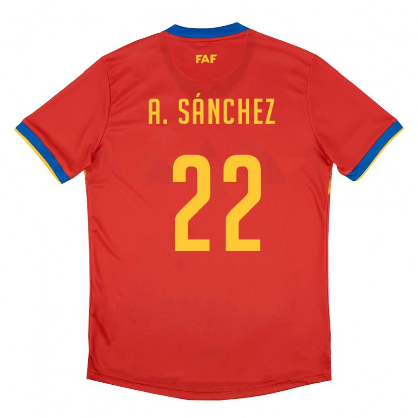 Danxen Pánské Andorra Aaron Sánchez #22 Červená Modrá Žlutá Domů Hráčské Dresy 26-28 Dres