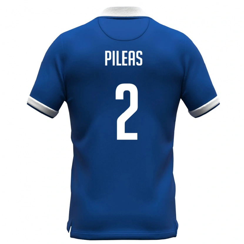 Danxen Pánské Kypr Kostas Pileas #2 Královská Modrá Bílá Domů Hráčské Dresy 26-28 Dres