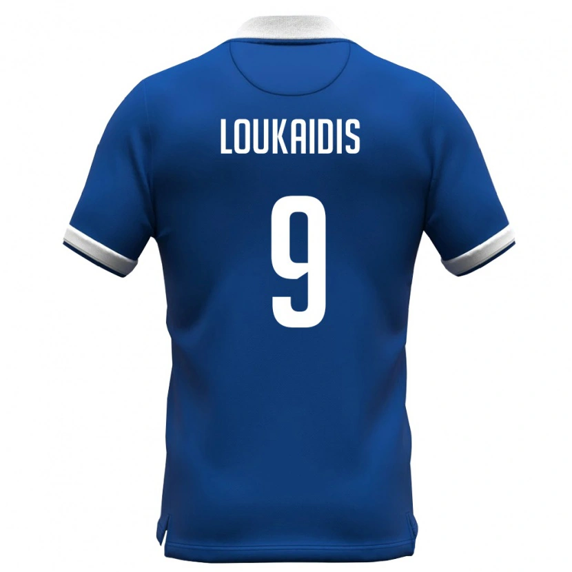 Danxen Pánské Kypr Christos Loukaidis #9 Královská Modrá Bílá Domů Hráčské Dresy 26-28 Dres