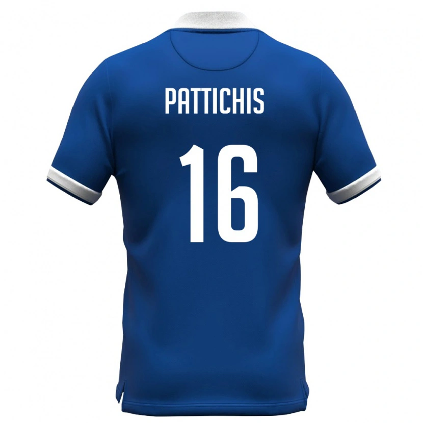 Danxen Pánské Kypr Konstantinos Pattichis #16 Královská Modrá Bílá Domů Hráčské Dresy 26-28 Dres