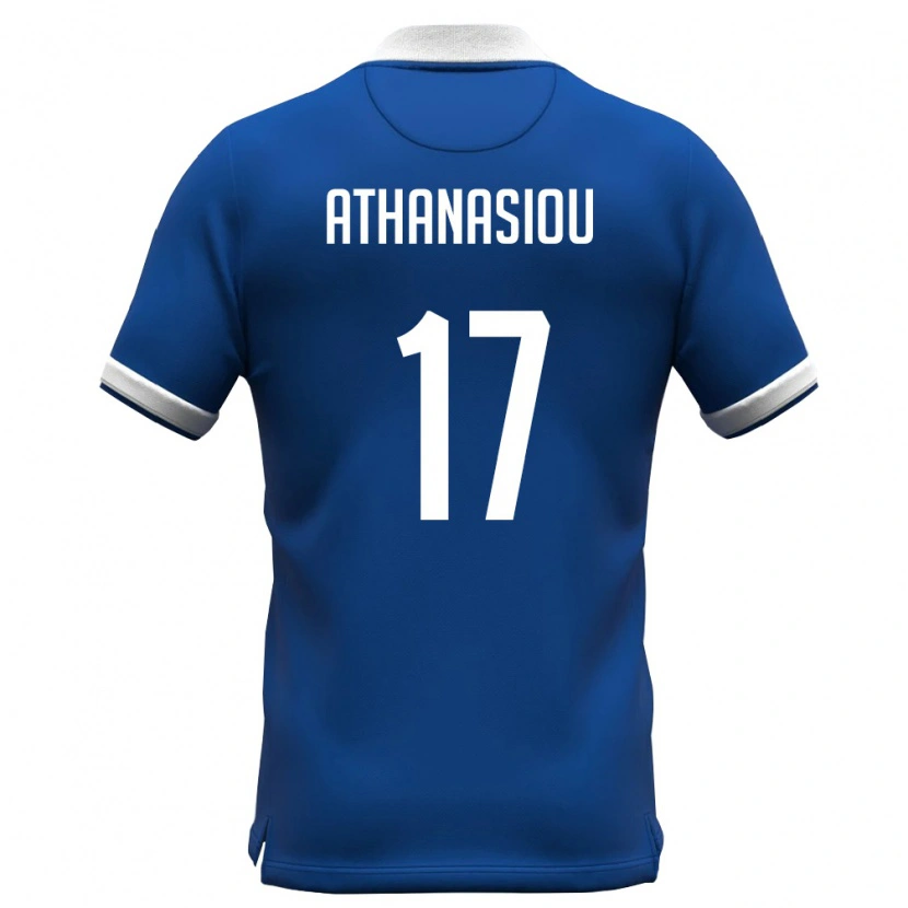 Danxen Pánské Kypr Andreas Athanasiou #17 Královská Modrá Bílá Domů Hráčské Dresy 26-28 Dres