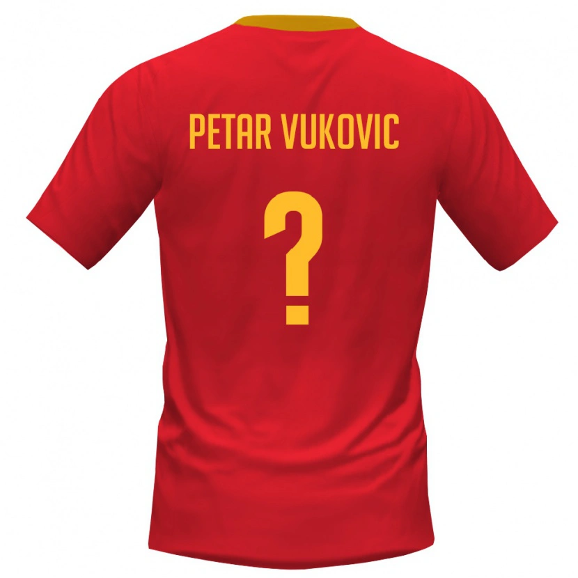 Danxen Pánské Černá Hora Petar Vukovic #0 Červená Žlutá Domů Hráčské Dresy 26-28 Dres