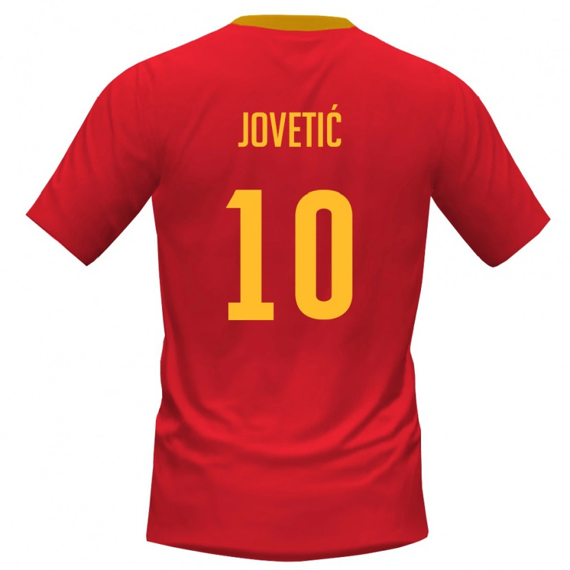 Danxen Pánské Černá Hora Stevan Jovetić #10 Červená Žlutá Domů Hráčské Dresy 26-28 Dres