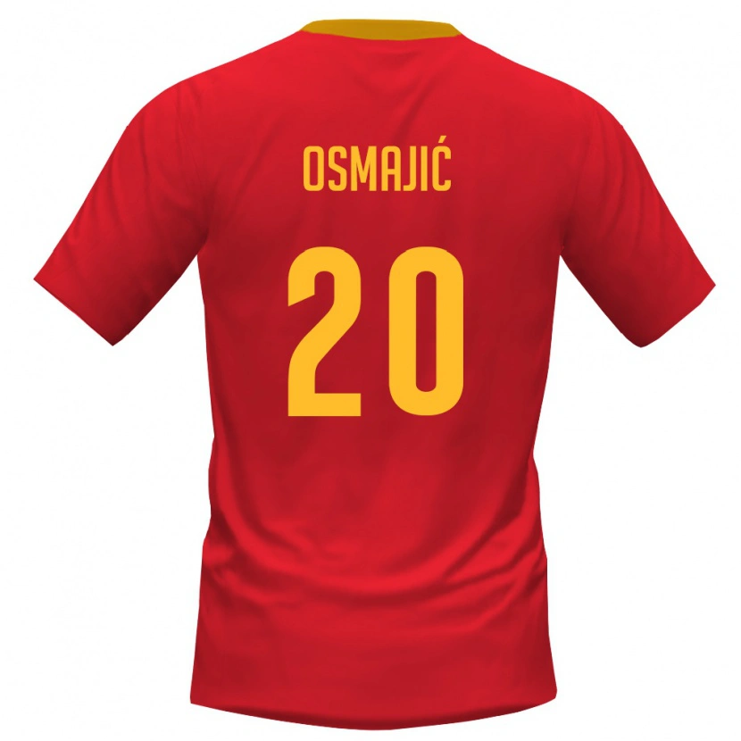 Danxen Pánské Černá Hora Milutin Osmajic #20 Červená Žlutá Domů Hráčské Dresy 26-28 Dres