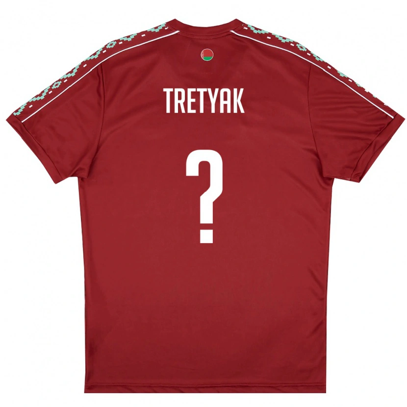 Danxen Pánské Bělorusko Yaromir Tretyak #0 Tmavě Červená Bílá Domů Hráčské Dresy 26-28 Dres
